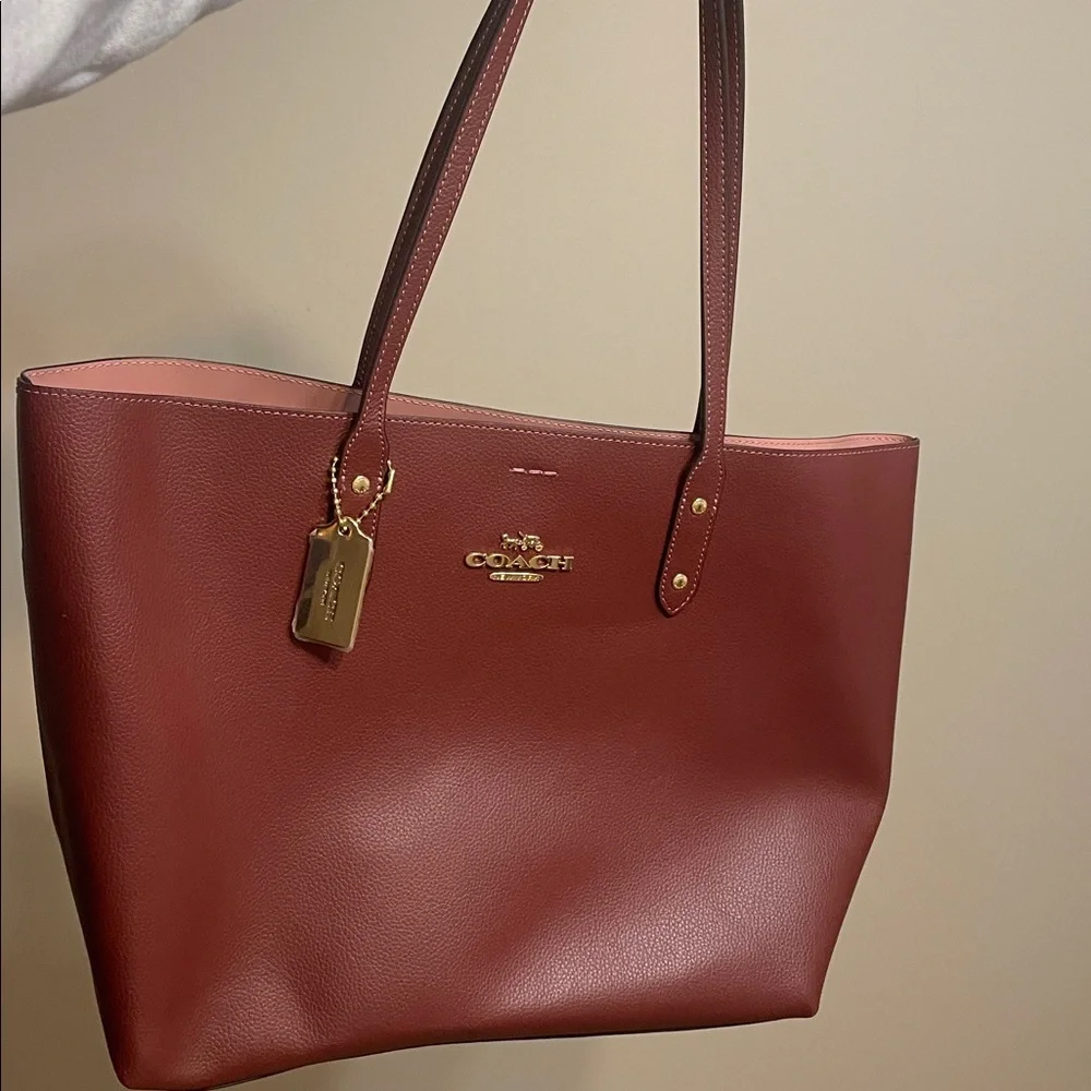 Coach Burgundy Leather Handbag - Picture 2 of 6